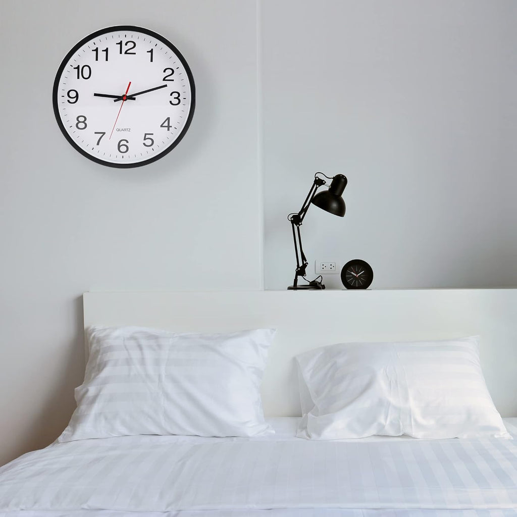 Battery Operated Modern Black Wall Clock — 12" - View 8