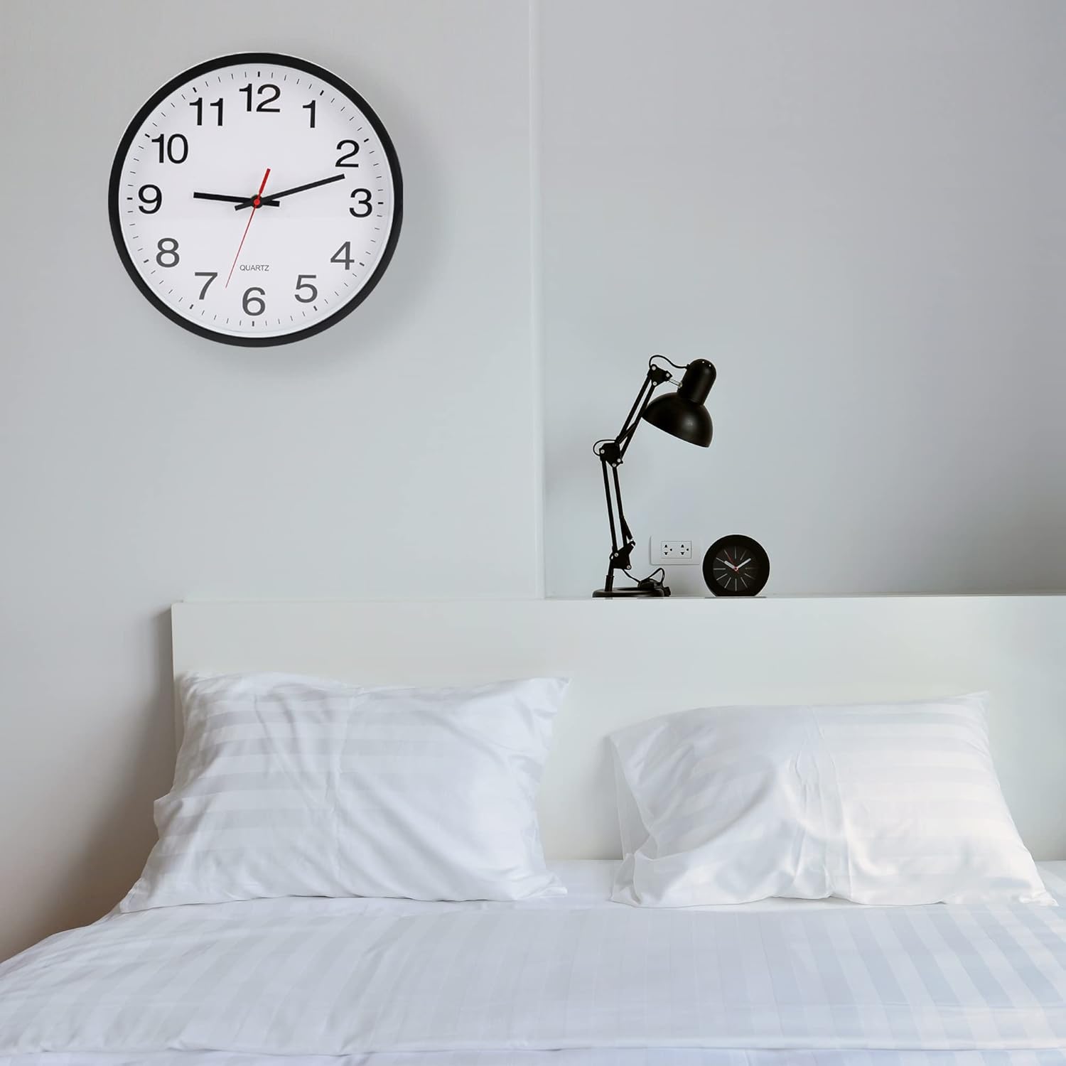 Battery Operated Modern Black Wall Clock — 12" - View 8