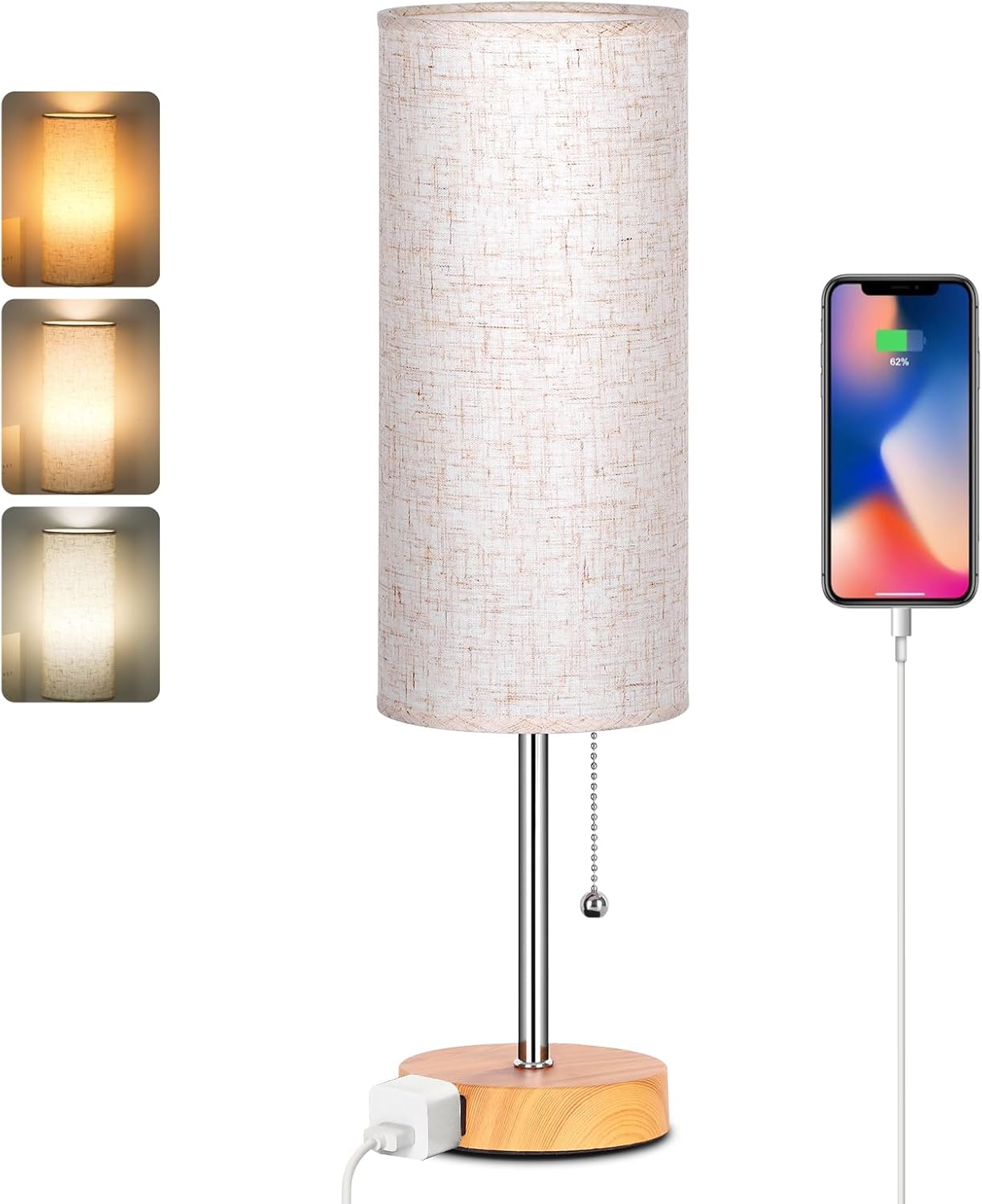 Black Nightstand Lamp — 18 in