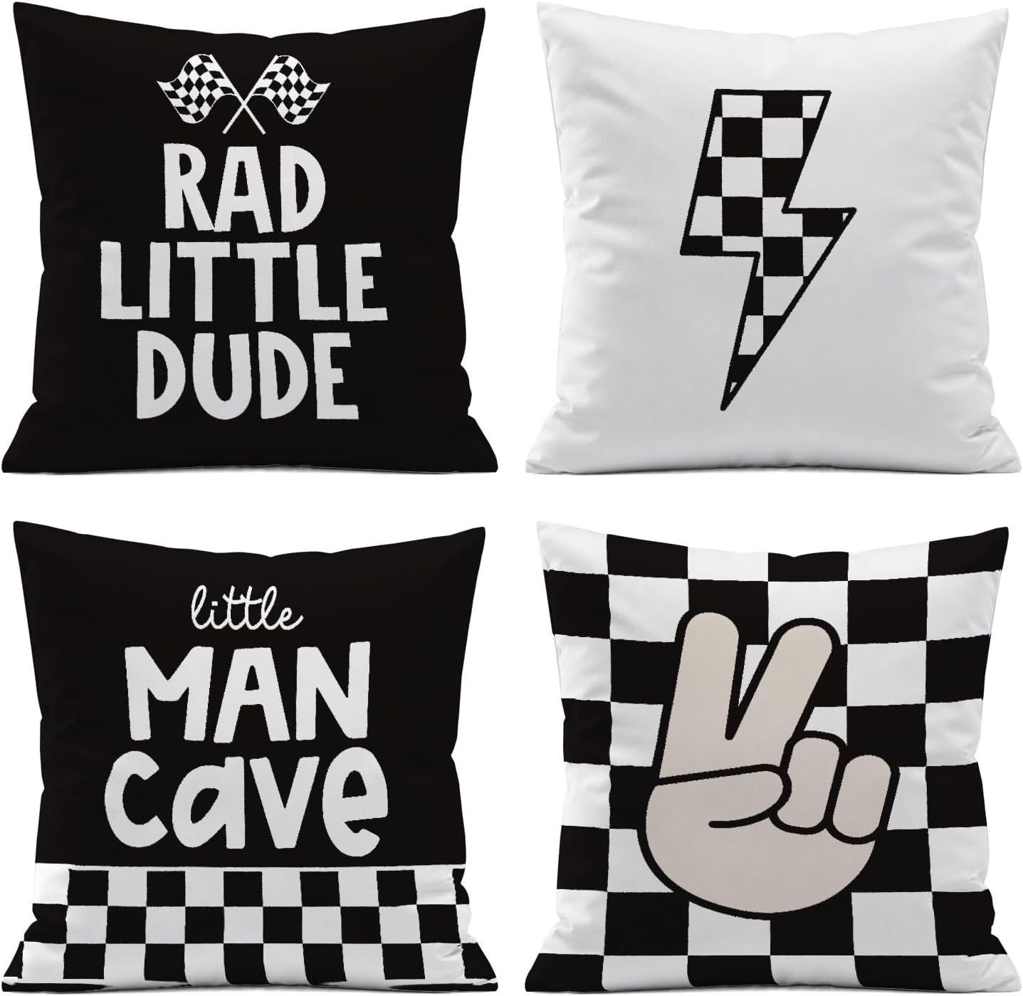 Boho Black Throw Pillow Cover — 18" — Black Rad Little Dude