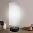 Round Modern Grey Bedside Lamp — 8"