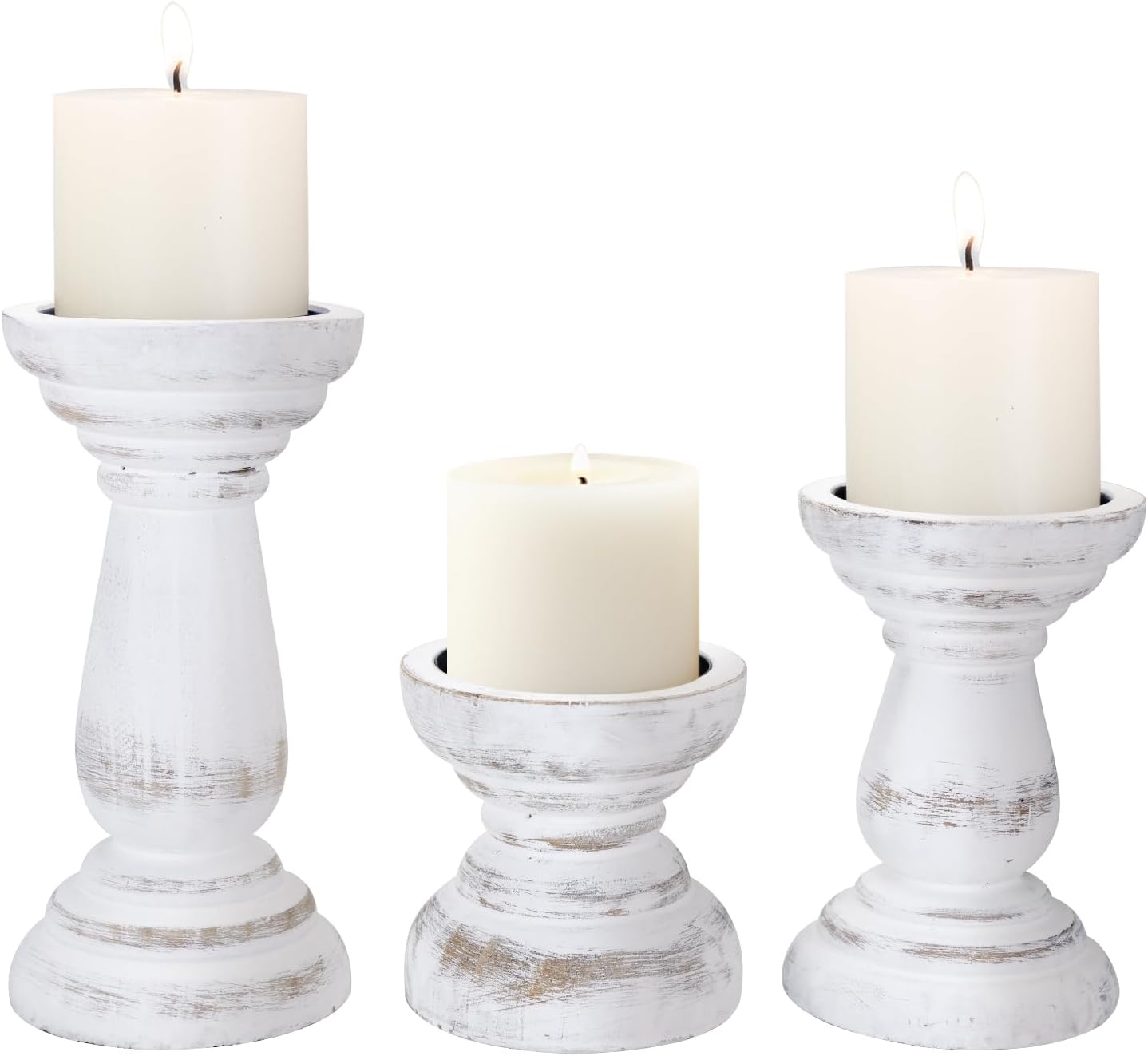 Vintage Farmhouse Brown Pillar Candle — Set of 3 — Rusticbrown