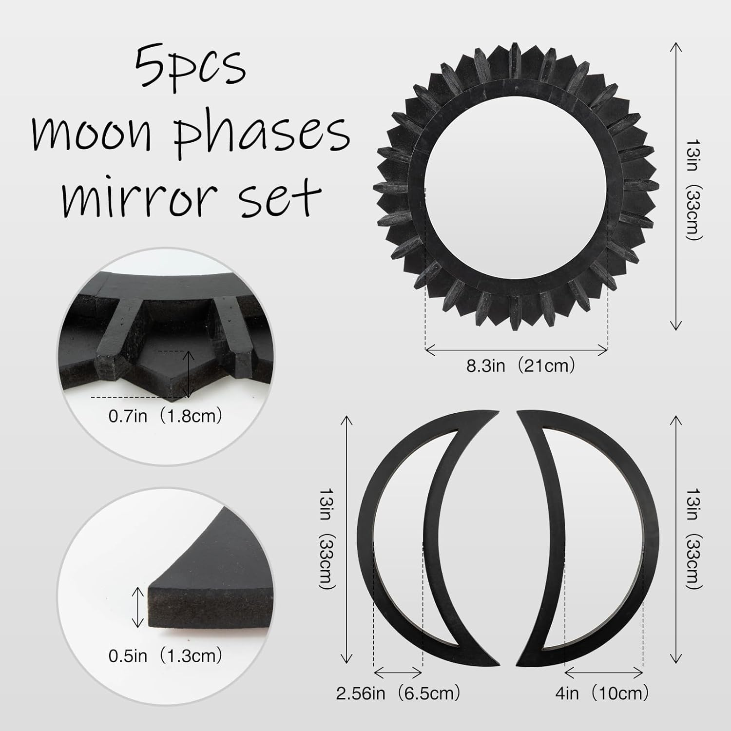 Boho Black Wall Mirror - View 2