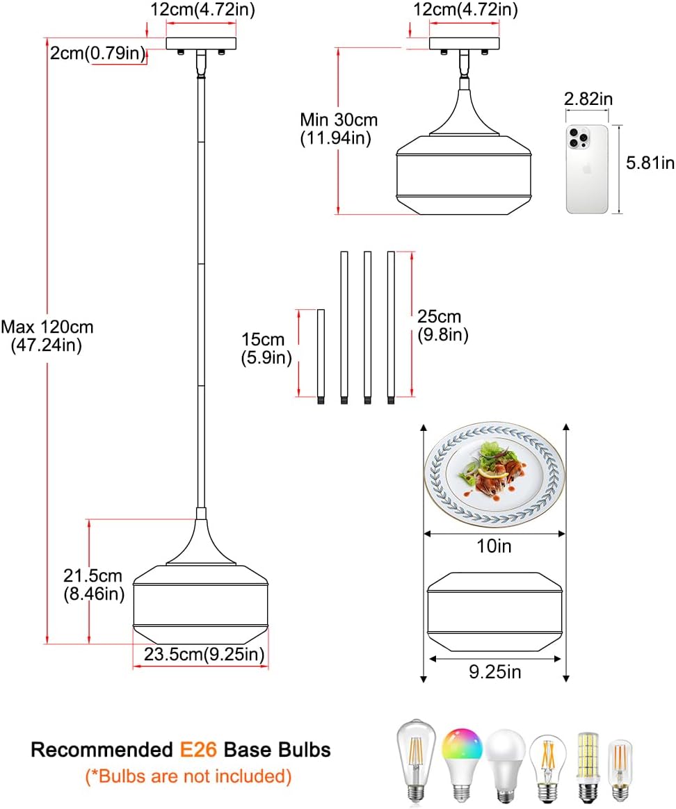 Adjustable Luxe Black Pendant Light - View 5