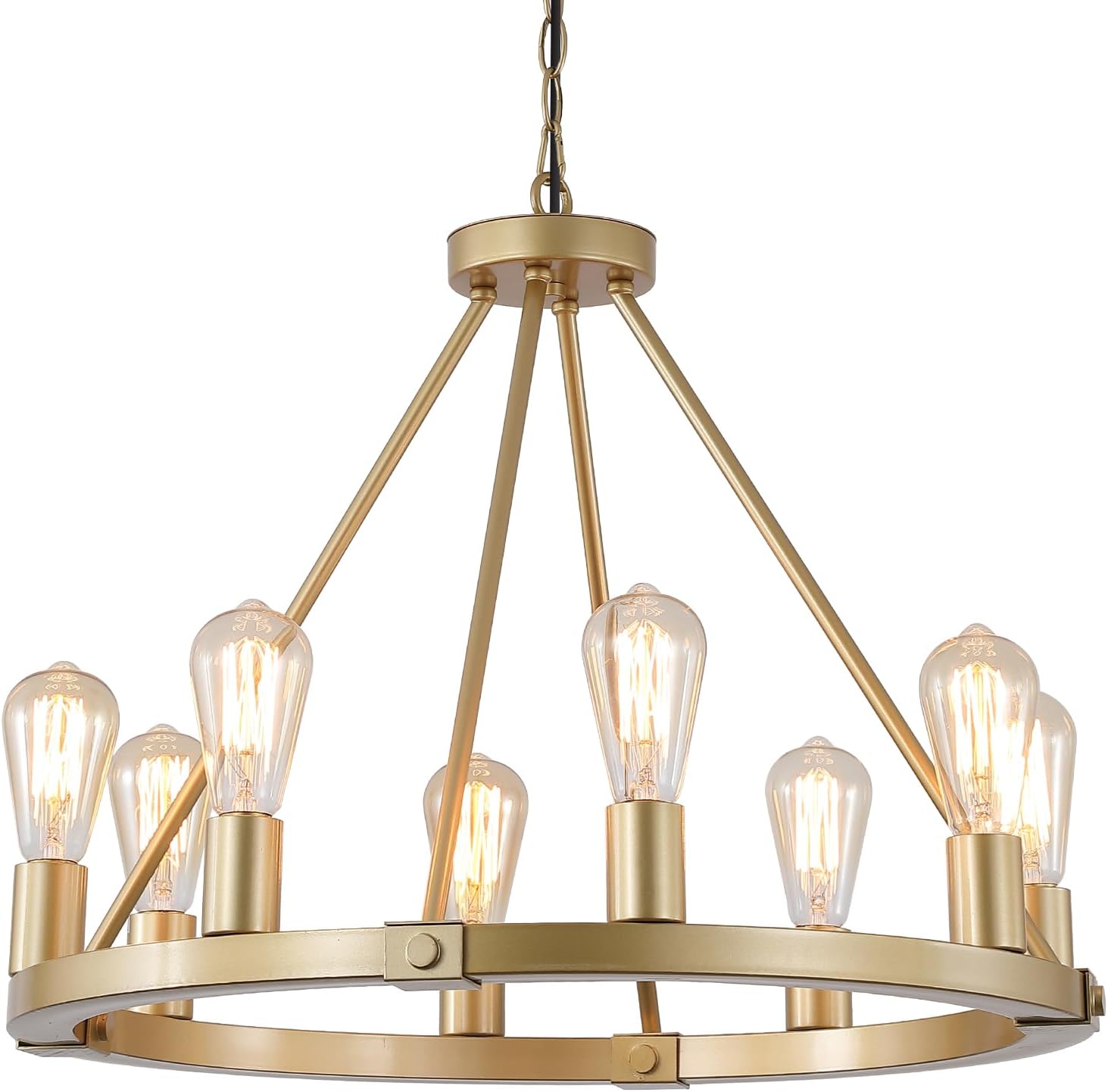 Farmhouse Black Chandelier — 6-Light — Gold