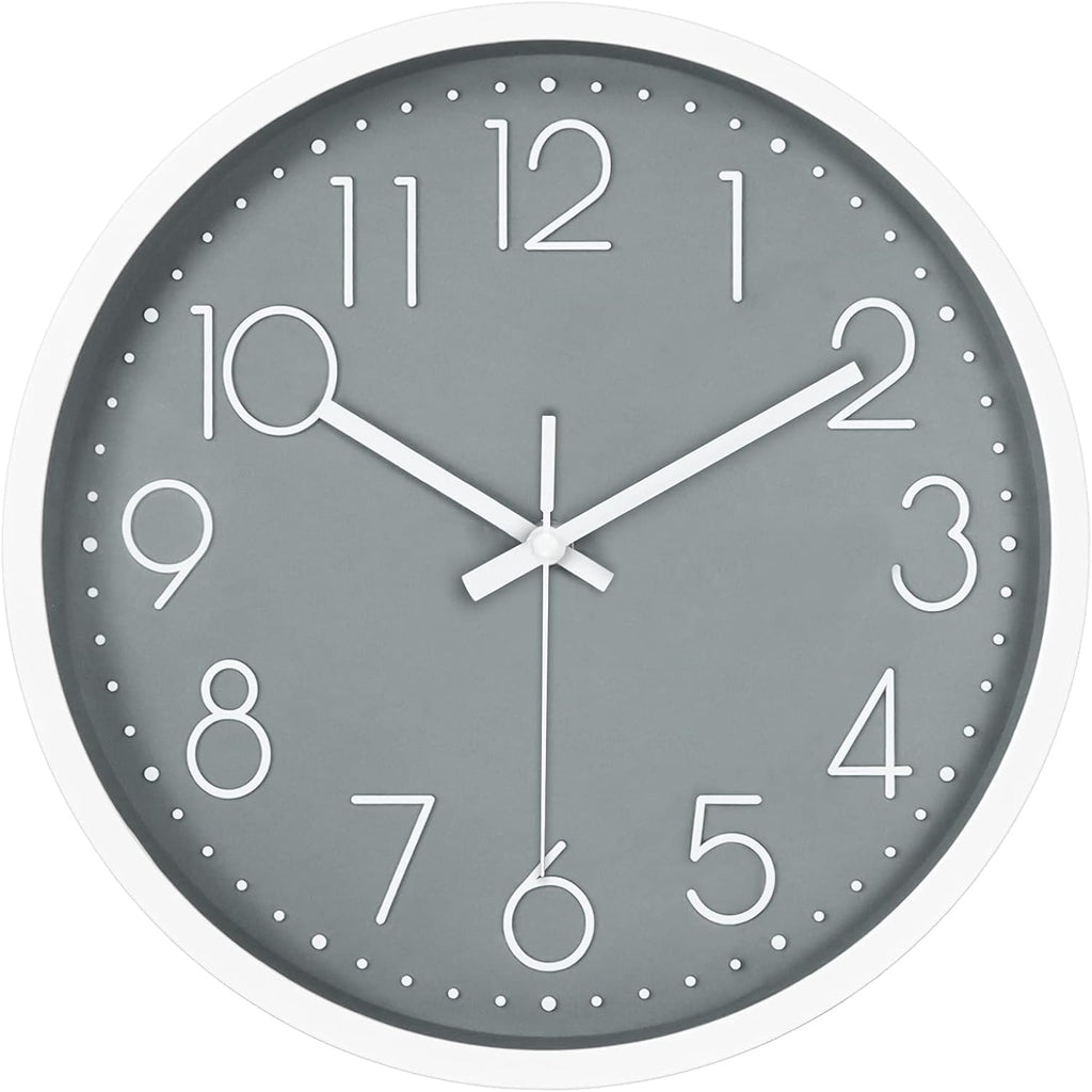 Battery Operated Grey Wall Clock — Gray