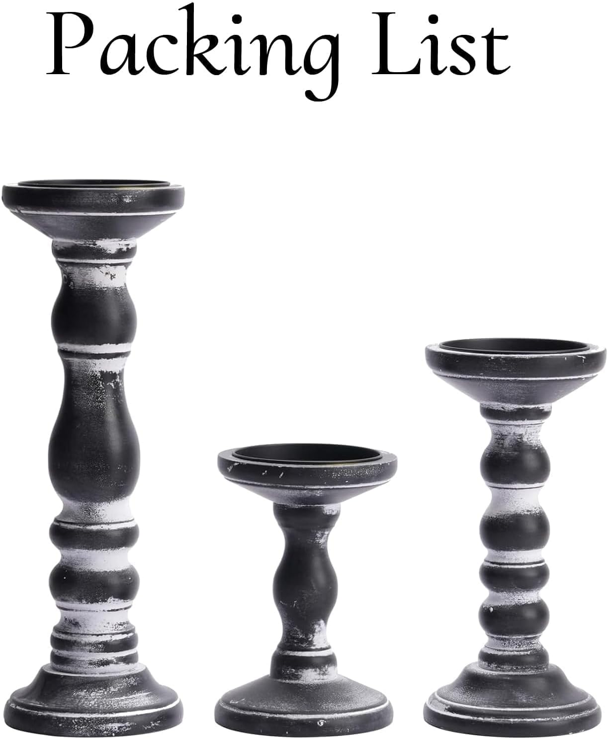 Farmhouse Black Pillar Candle — 5.9" - View 7