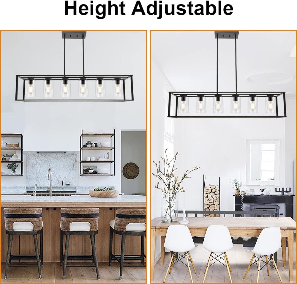 Farmhouse Black Chandelier — 6-Light - View 6