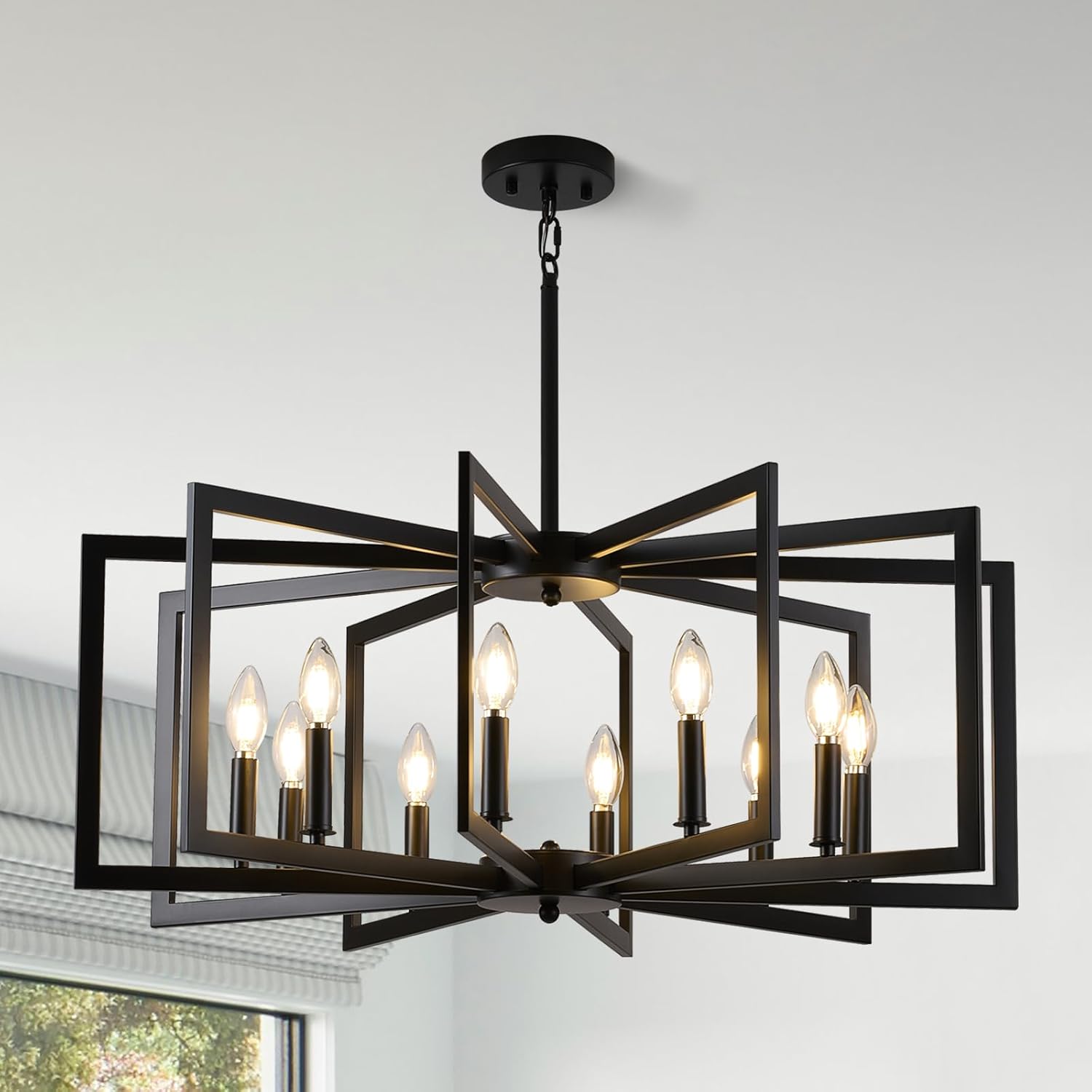 Farmhouse Black Chandelier — 6-Light — Black
