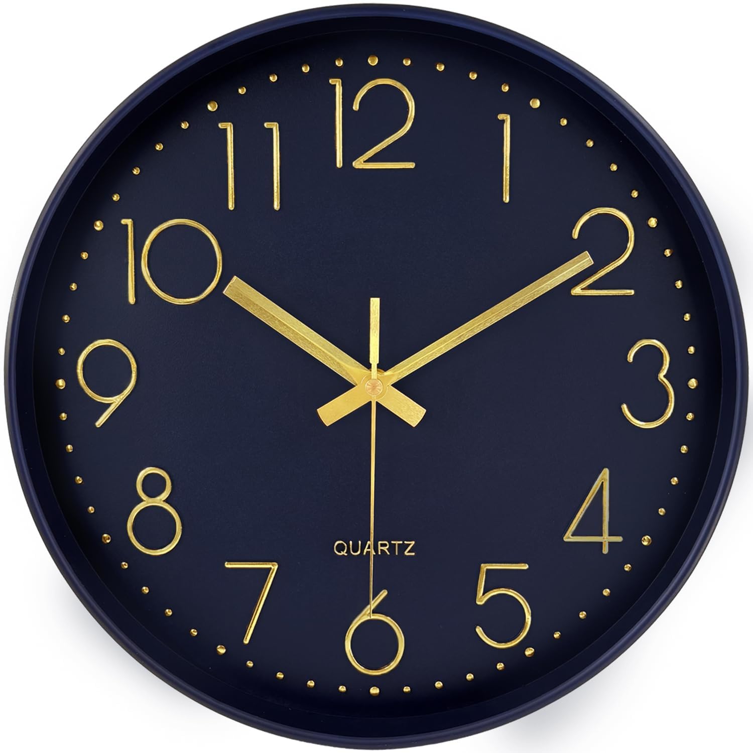 Battery Operated Modern Blue Wall Clock — 12" — Navy Blue