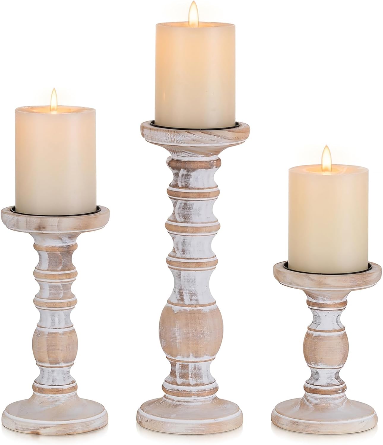 Farmhouse Black Pillar Candle — 5.9" — Rustic White