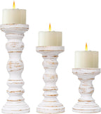 Farmhouse Black Pillar Candle — Set of 3 — White