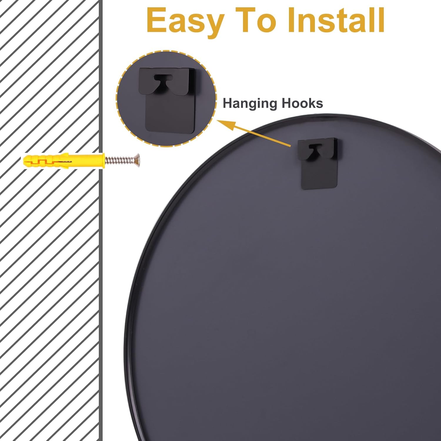 Black Round Mirror — 20" - View 7
