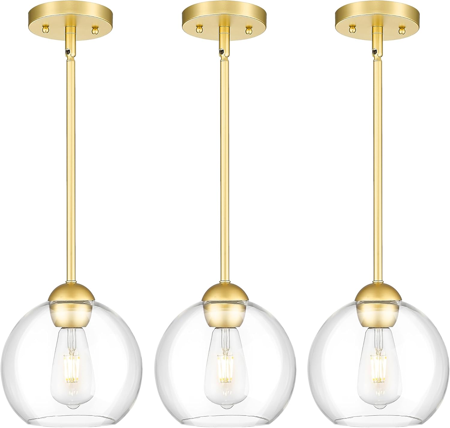 Luxe Black Pendant Light — 1-Light — Gold - 3PC