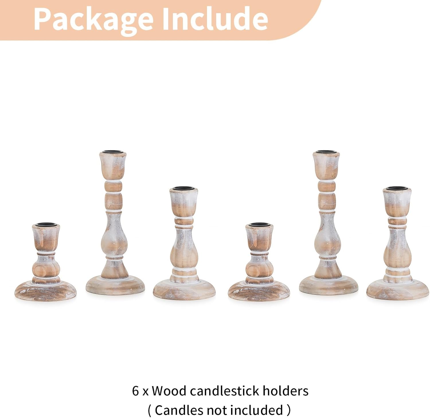 Vintage Farmhouse Wood Candle — Set of 6 - View 4