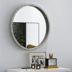 Framed Farmhouse Beige Wall Mirror — 30" — Grey