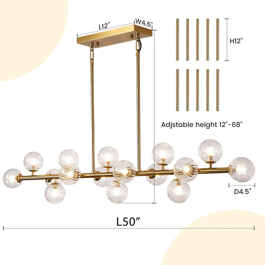 Adjustable Luxe Glass Chandelier — 16-Light - View 3