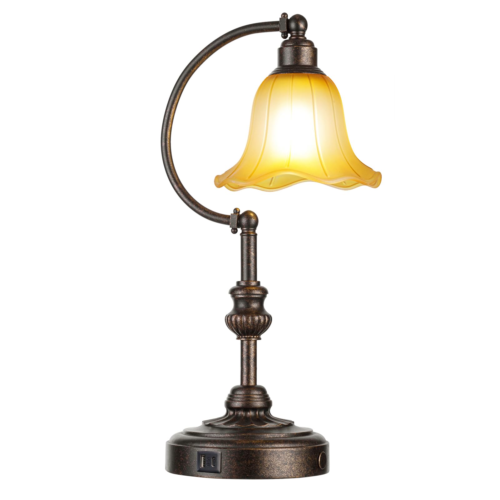 Dimmable Farmhouse Metal Nightstand Lamp