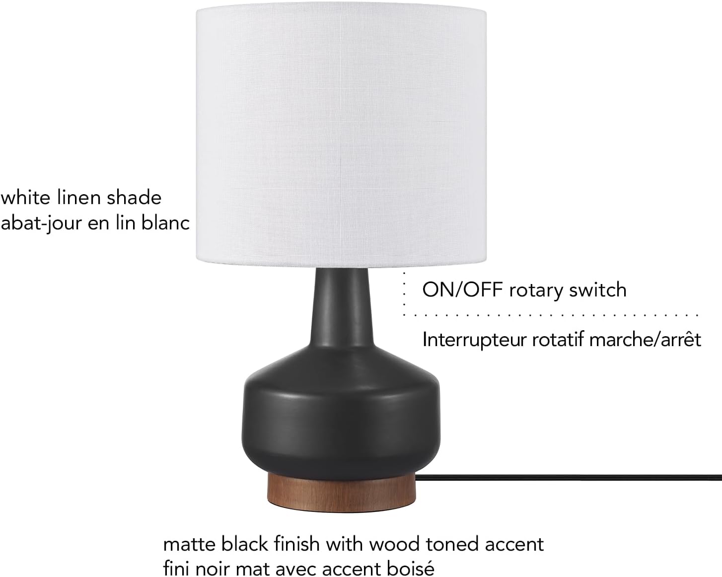 Linen Modern Beige Table Lamp — 15" - View 10