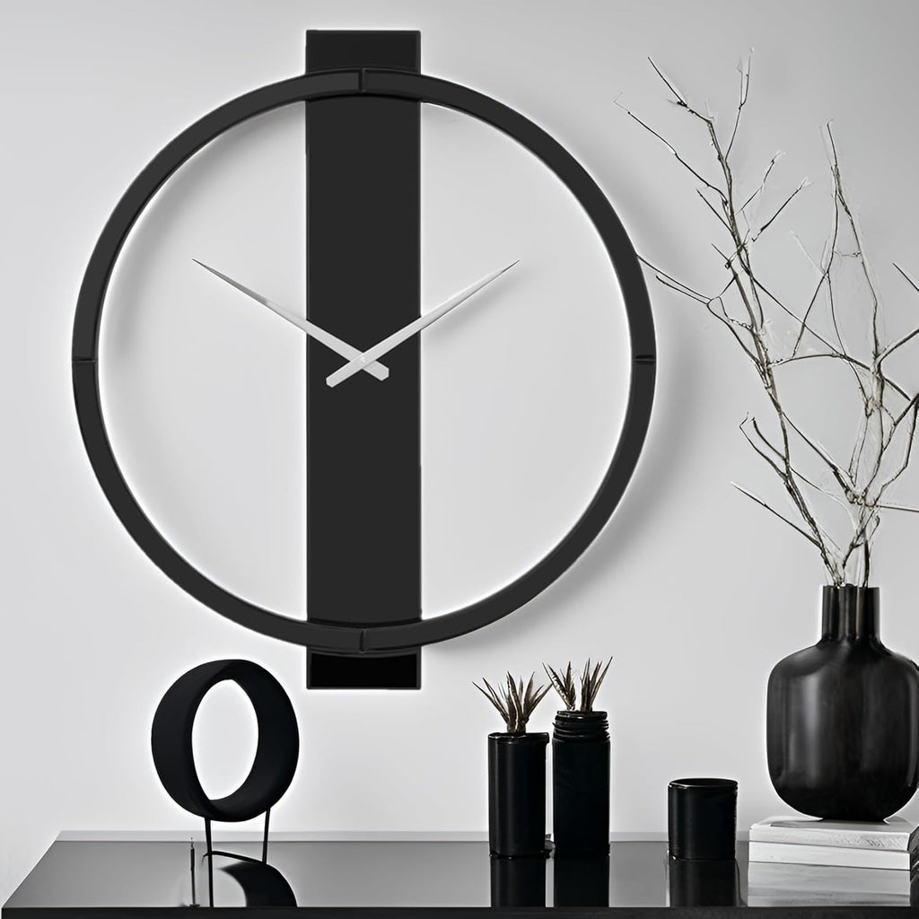 Round Modern Black Mirror — 23" — Black
