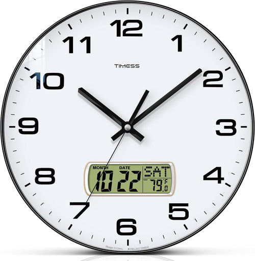 Battery Operated Modern Black Wall Clock — 13"
