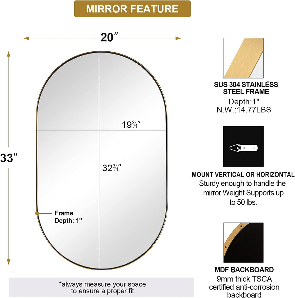 Oval Luxe Black Mirror — 1" - View 2