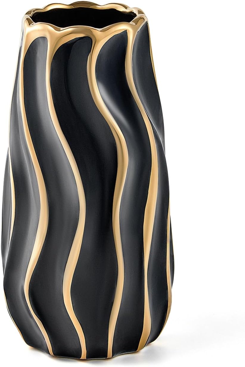 Beige Flower Vase — Black