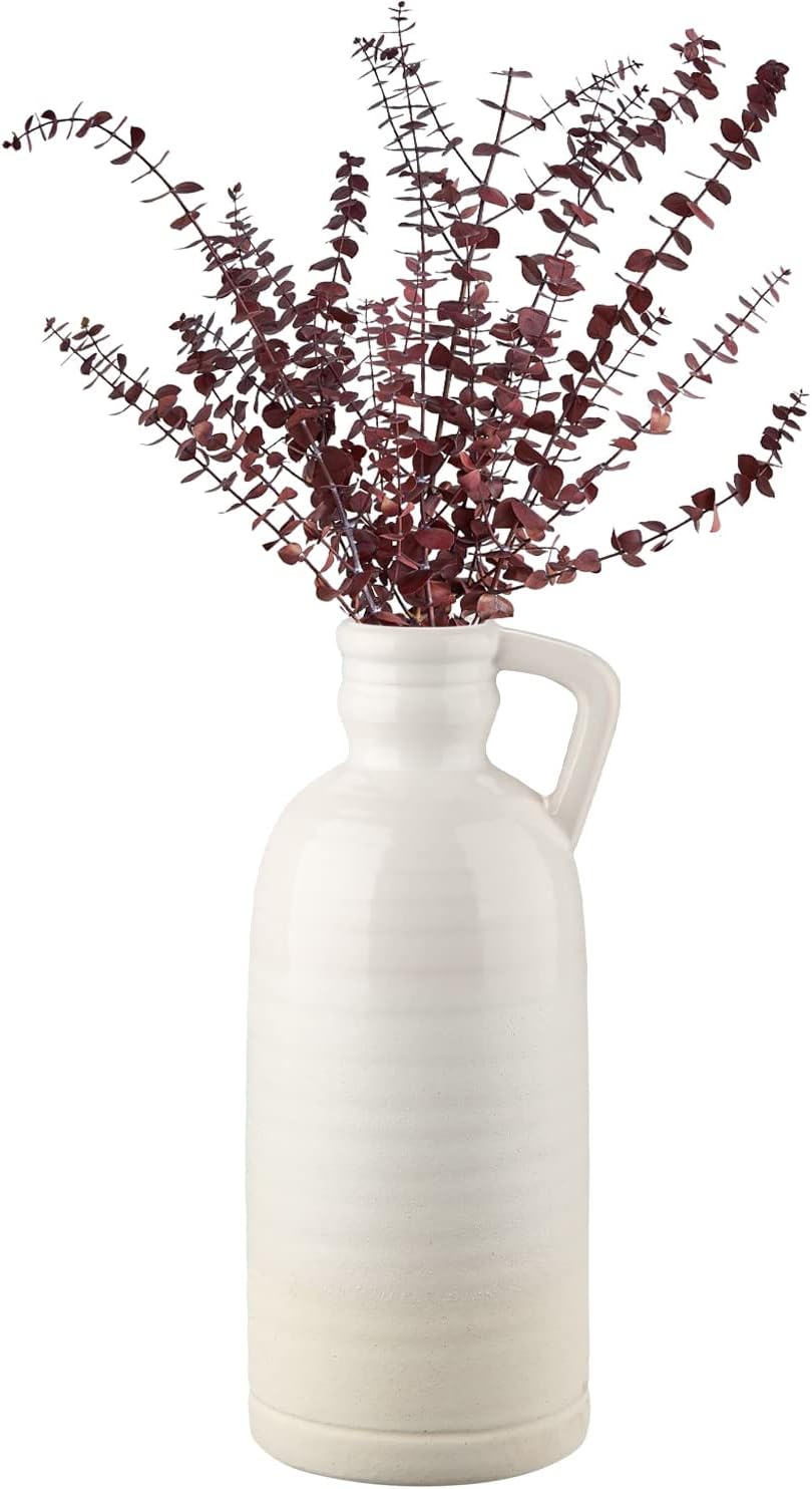 Boho Blue Flower Vase — 12.5" — White