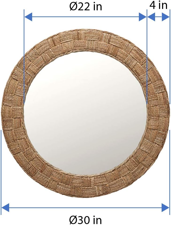 Round Rattan Wall Mirror - View 5