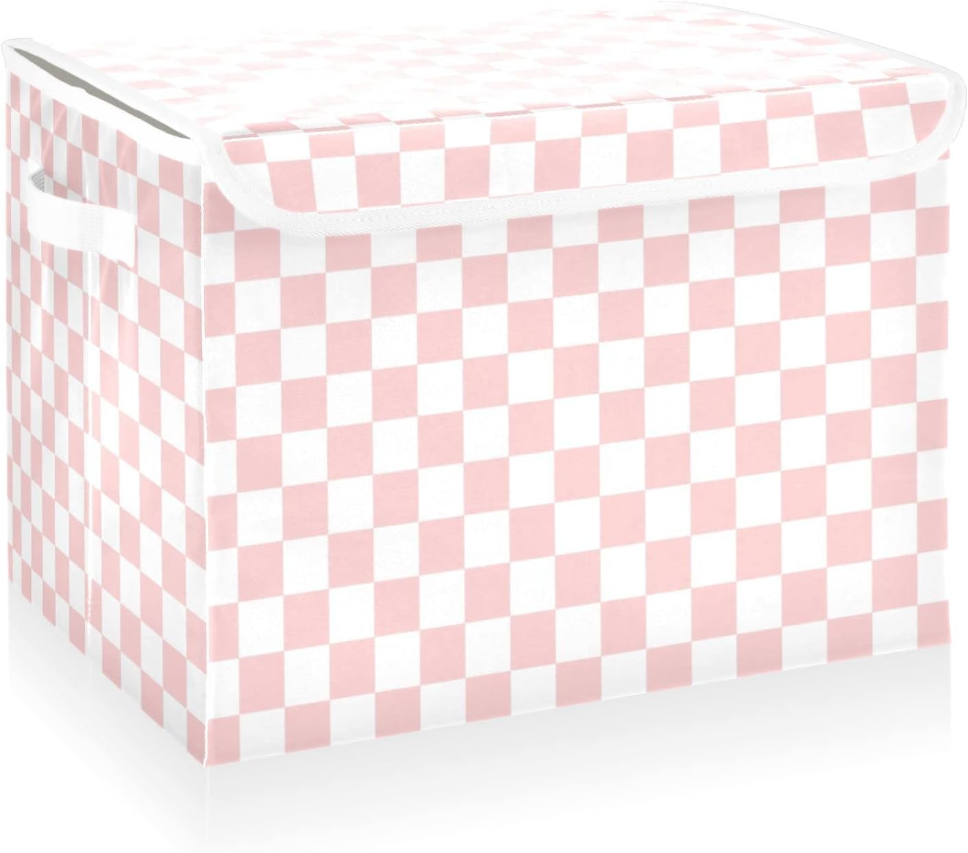 Black Storage Bin — Checkered Pink