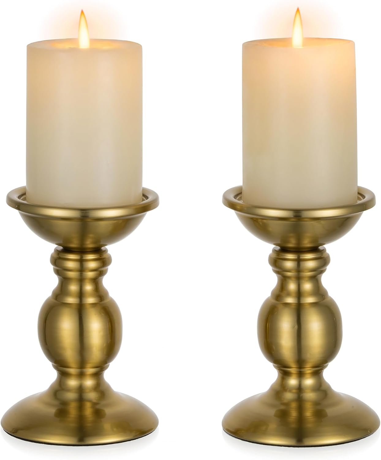 Vintage Luxe Black Pillar Candle — Brass