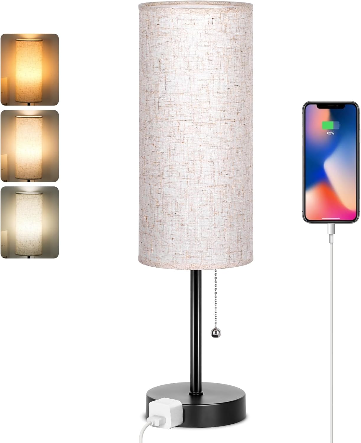 Black Nightstand Lamp — 18 in