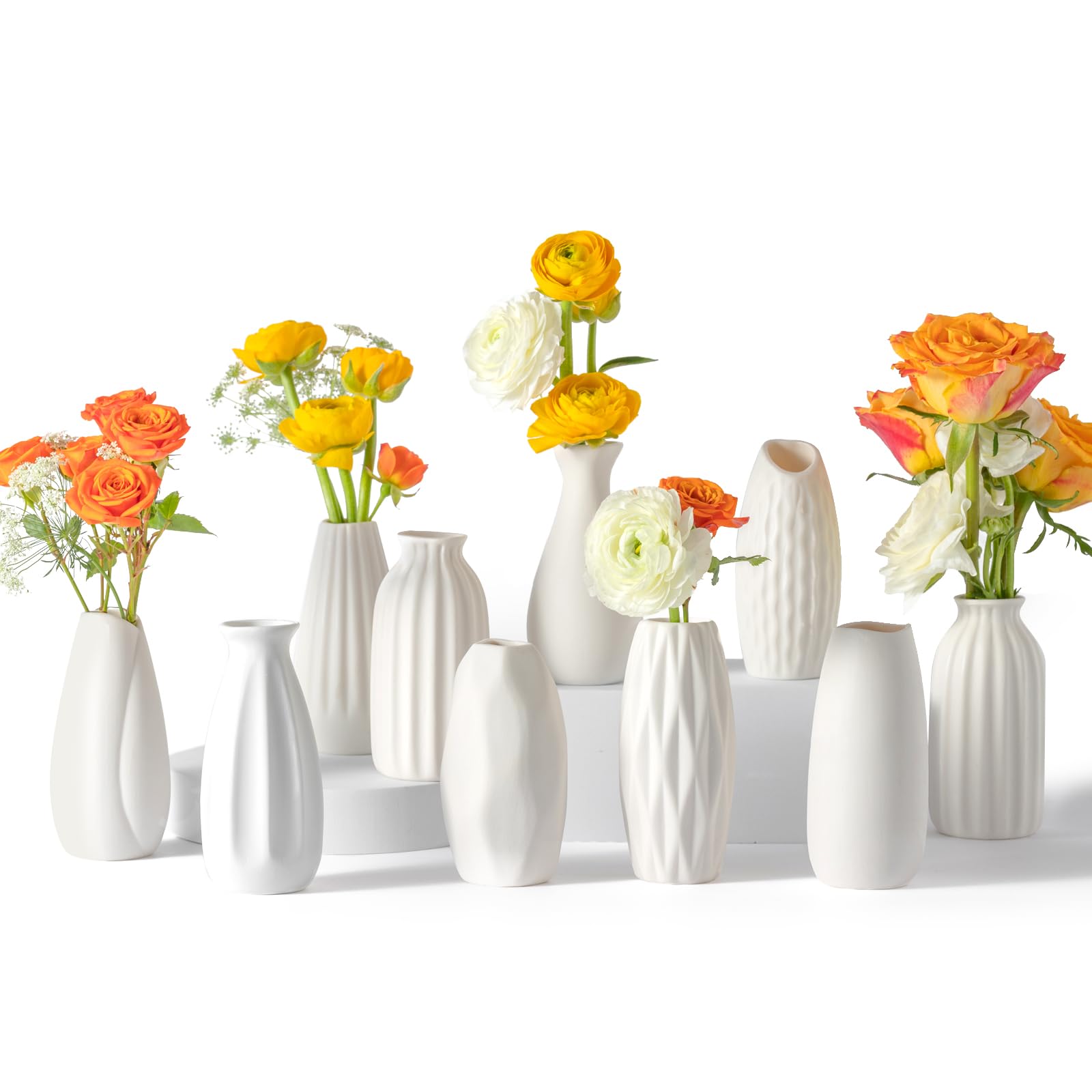 Boho Ceramic Vase Set — Set of 10