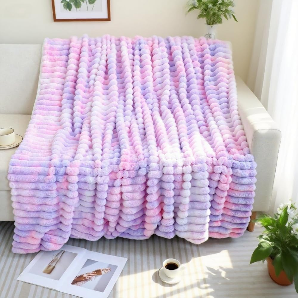 Beige Throw Pillow — 51" — Purple and Pink