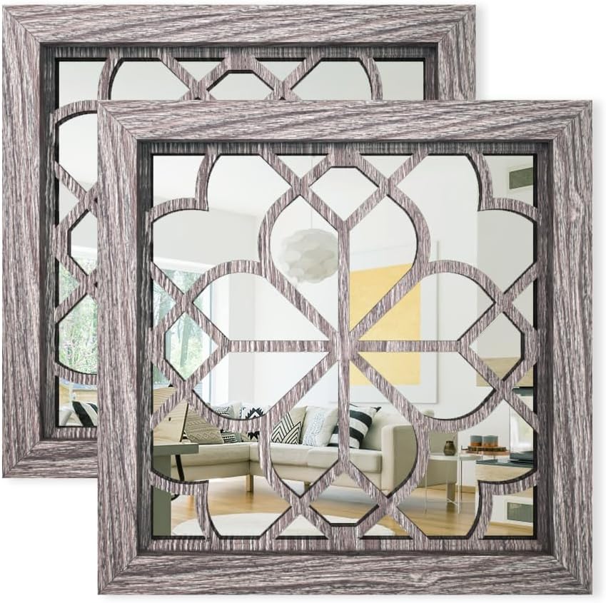 Vintage Boho Brown Wall Mirror — 12" — Brown