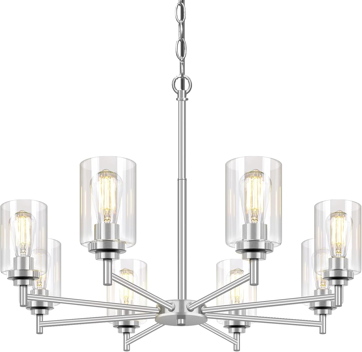 Adjustable Farmhouse Black Chandelier — 5-Light — Brushed Nickel