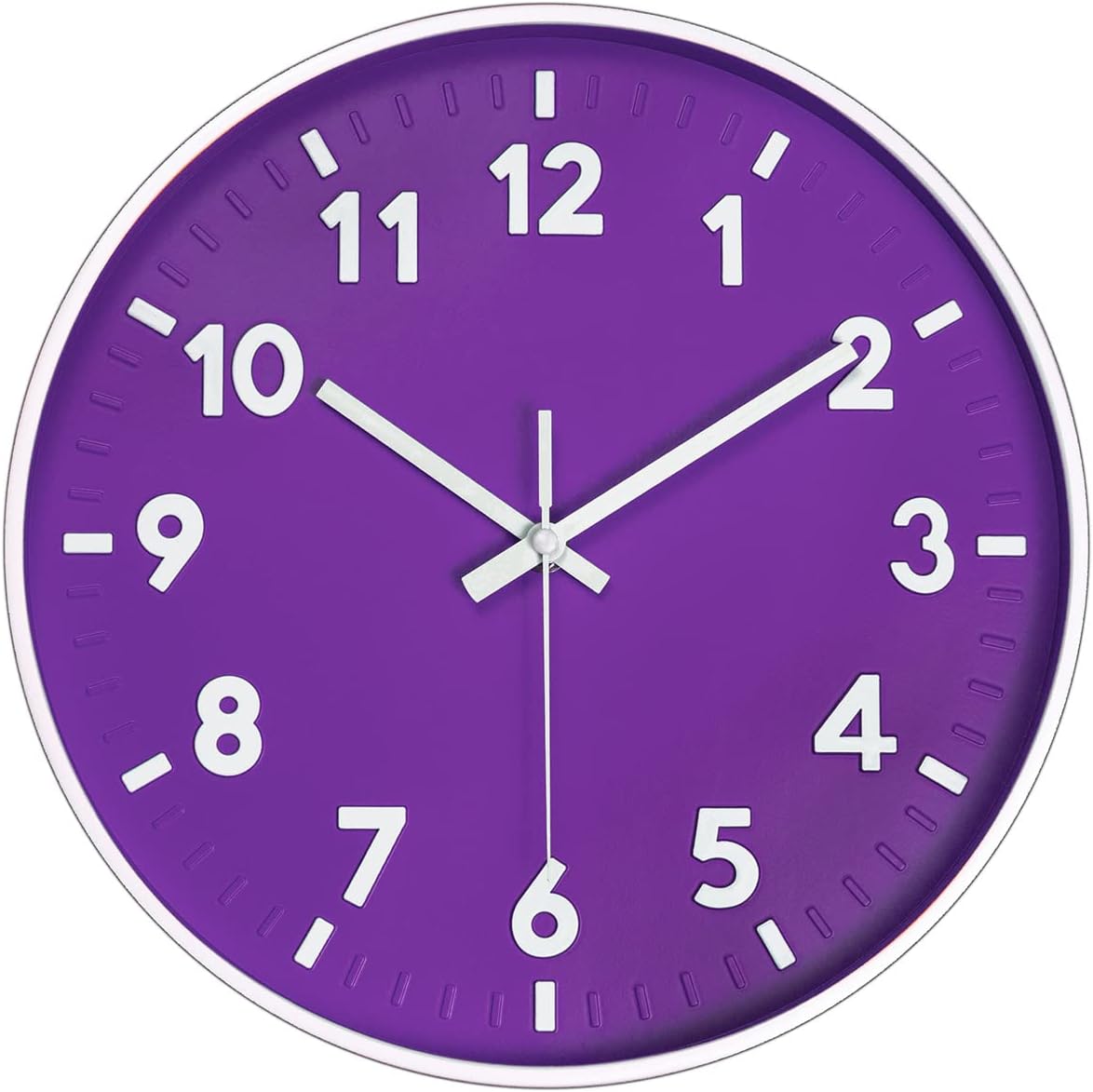 Battery Operated Modern Black Wall Clock — 12" — 12 Inch Modern Purple