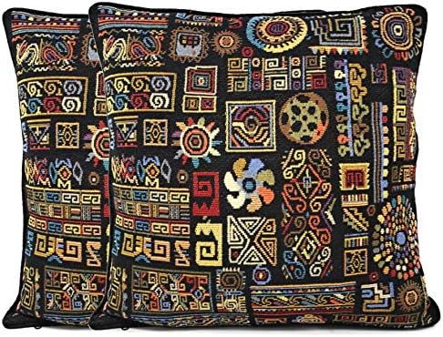 Boho Beige Throw Pillow Cover — 16" — 16" x 16" (Pack of 2)