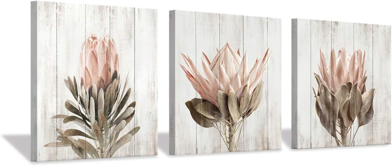 Black Wall Art — 16" — Pink flower