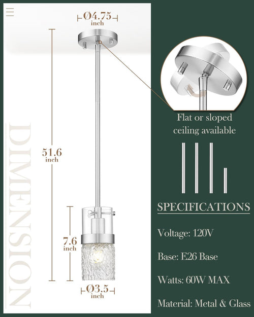 Adjustable Modern Black Pendant Light — 3.5" - View 2