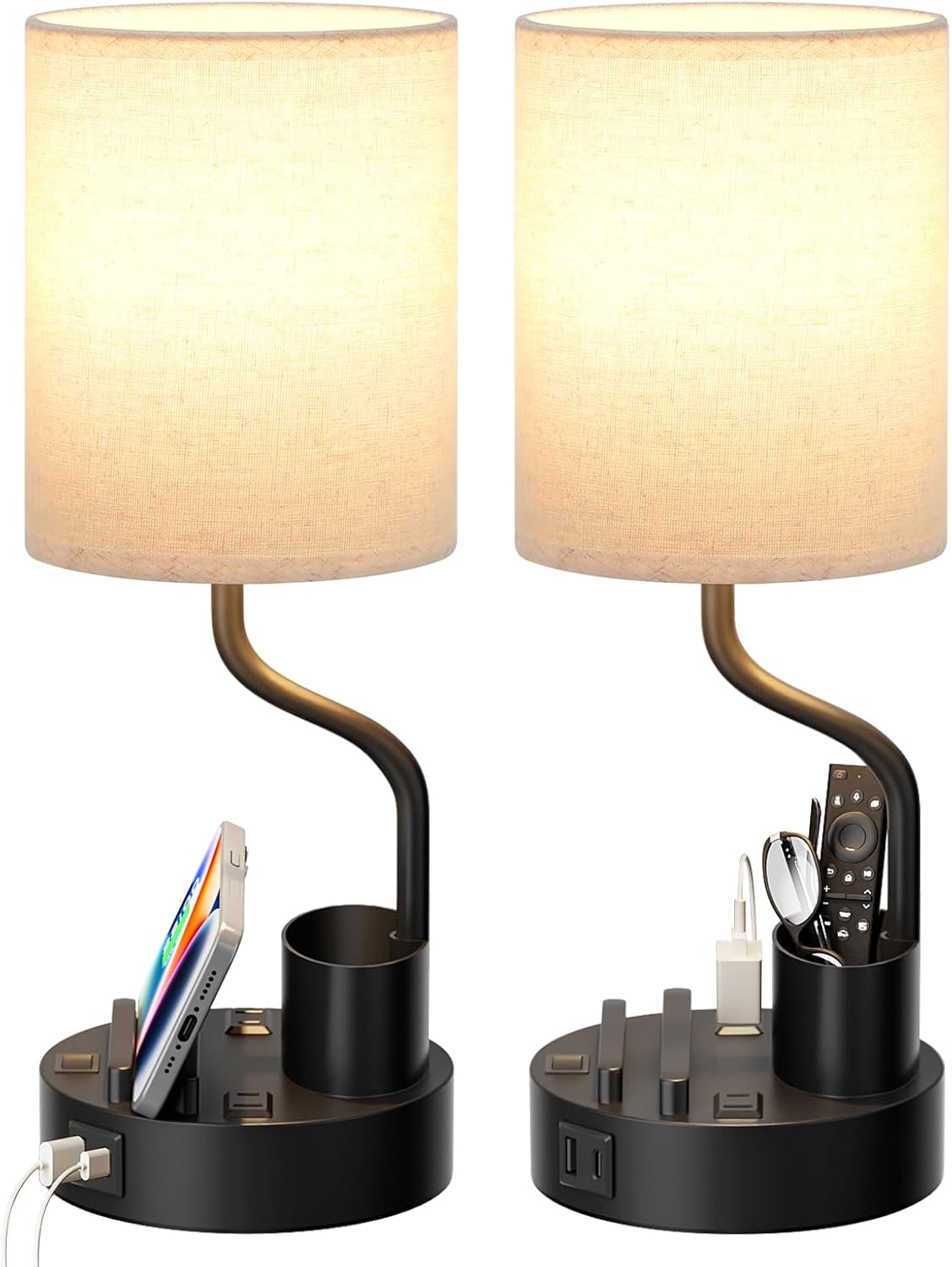 USB Beige Desk Lamp — Set of 2 — Beige