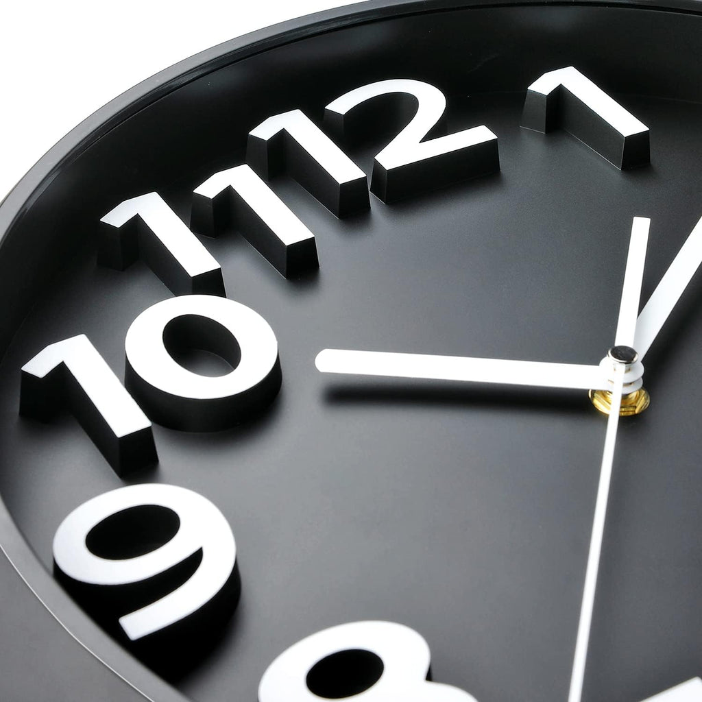 Battery Operated Modern Black Wall Clock — 13" - View 2