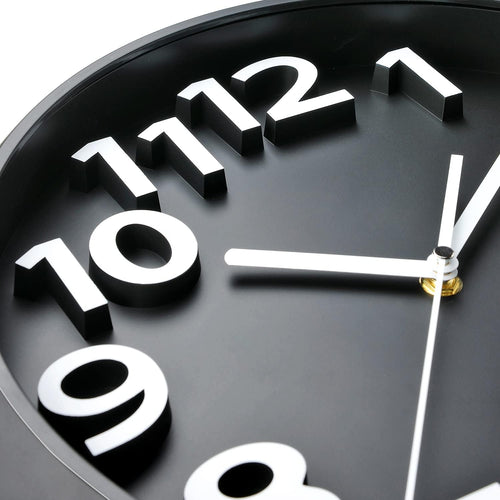 Battery Operated Modern Black Wall Clock — 13" - View 2
