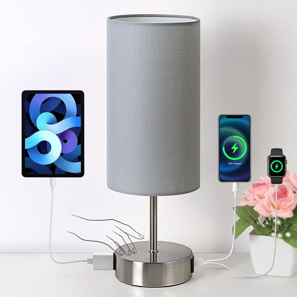 Dimmable Black Bedside Lamp — Gray