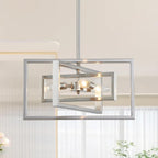 Farmhouse Gold Chandelier — 8-Light — 16.1" Cross-Brushed Nickel