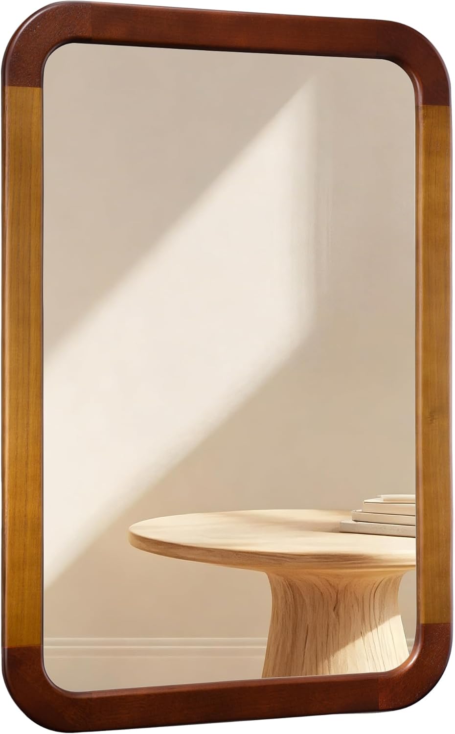 Round Farmhouse Brown Wall Mirror — 30" — 36"L x 24"W