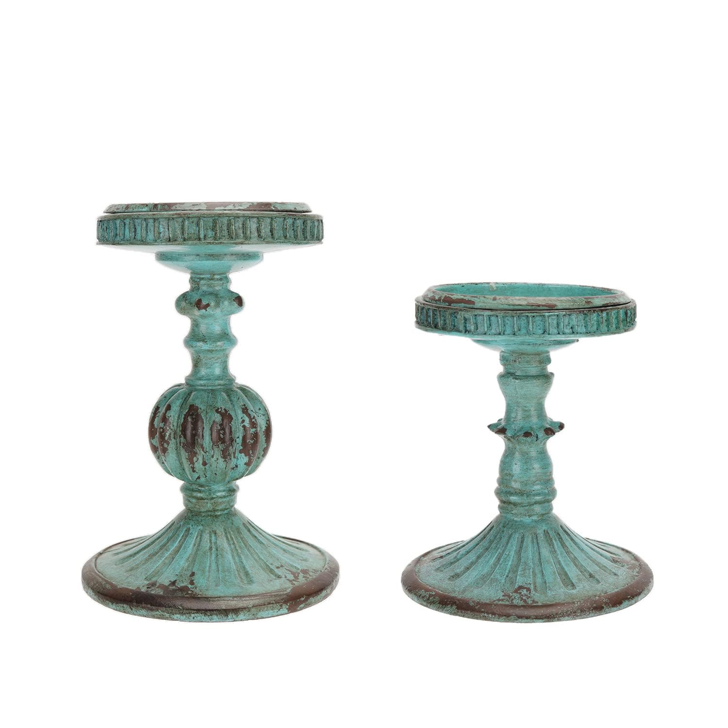 Vintage Mid-Century Blue Pillar Candle — Set of 2