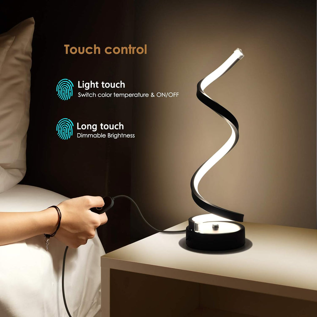 Dimmable Modern Black Bedside Lamp — 8" - View 4