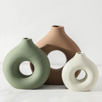 Farmhouse Brown Flower Vase — Set of 3 — Brown