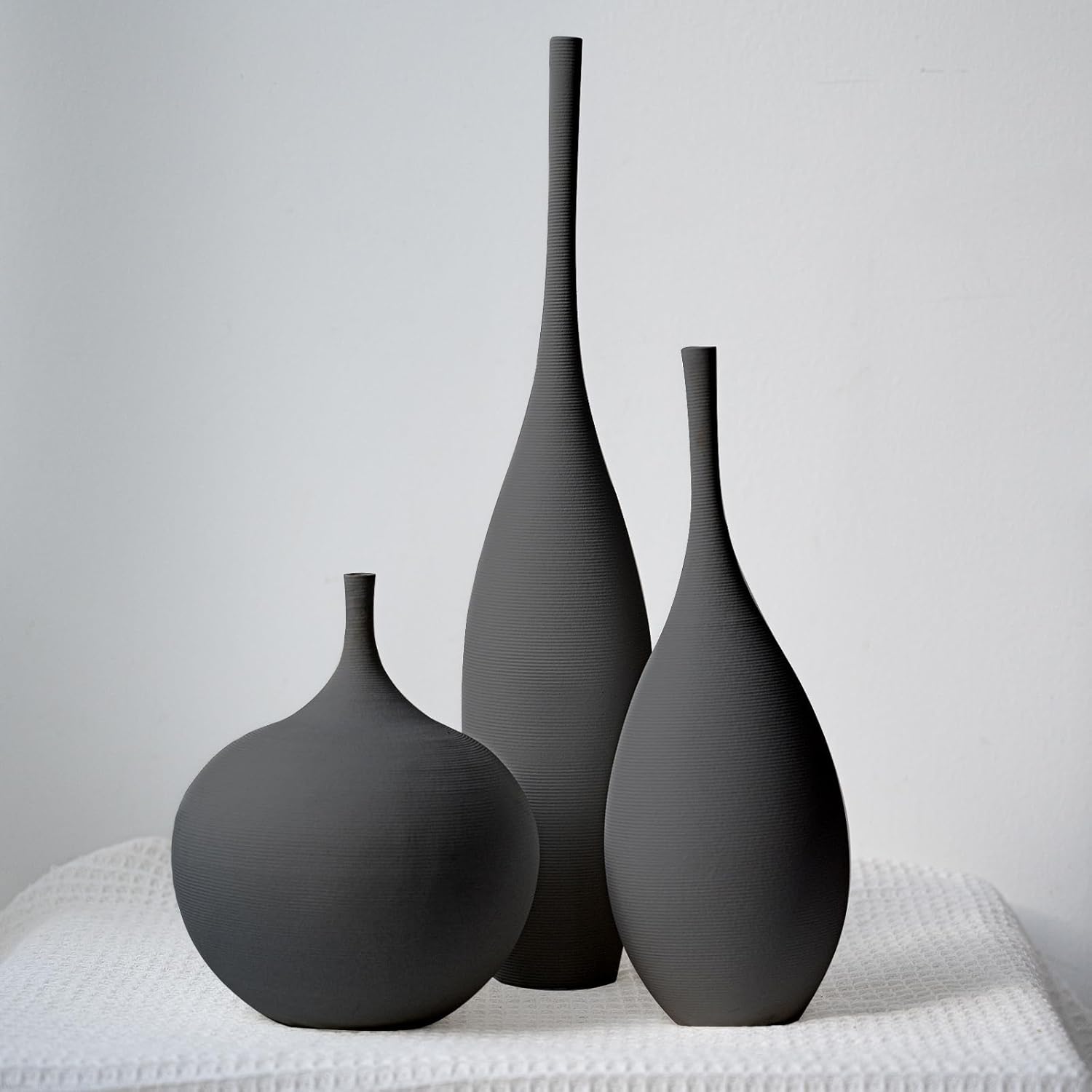 Boho Black Flower Vase — Set of 3 — Black
